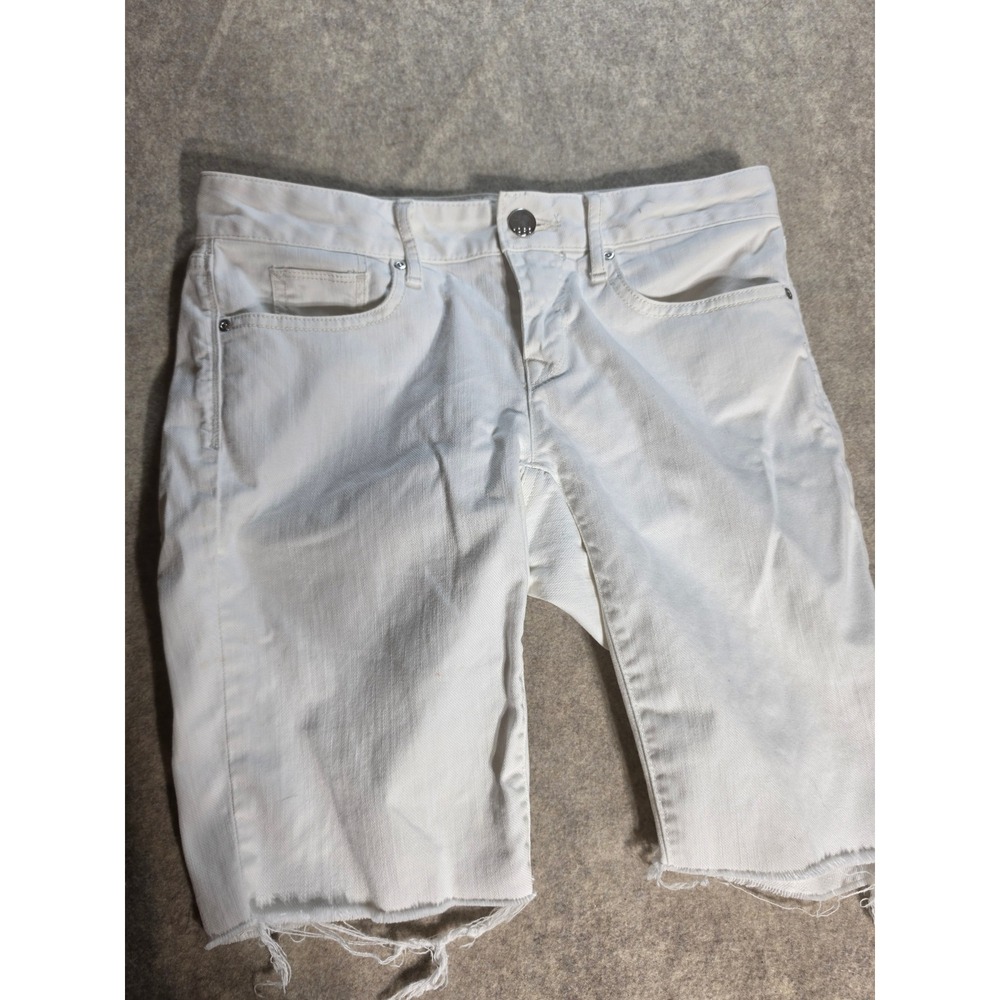 Gap 1969 Curvy White Denim Shorts Raw Hem Size 27/4 Womens Mid Rise